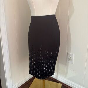 White House Black Market Black Pencil Skirt with Studded Accents